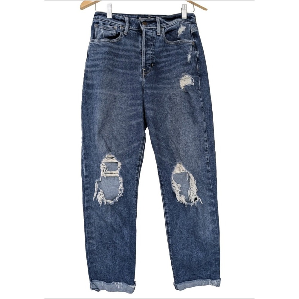 Hollister Ultra High Rise‎ Vintage Straight Jeans Womens 5 27 Grunge Distressed